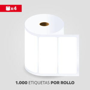 Etiquetas Transferencia Térmica Blancas 100x50mm, Core 1", Rollo de Etiquetas Térmicas, (Caja de 4 Rollos)