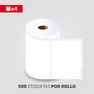 Etiquetas Transferencia Térmica Blancas 100x80mm, Rollo de Etiquetas Térmicas, (Caja de 4 Rollos)