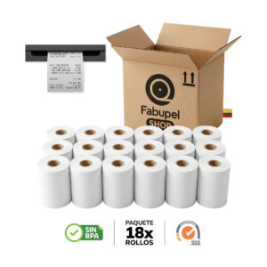 Caja de 18 Rollos Papel Térmico 80mm x 60m | 48g Sin BPA para Impresora POS y Recibos