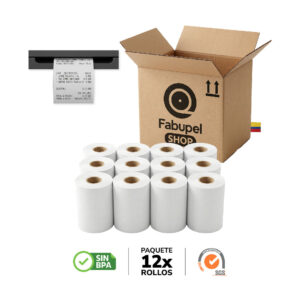 Caja de 12 Rollos Papel Térmico 80mm x 60m | 48g Sin BPA para Impresora POS y Recibos