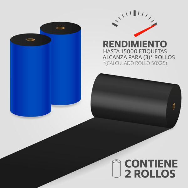 Cinta Ribbon de Resina 110mm x 300m para Transferencia Térmica, (2 unidades) - Imagen 2