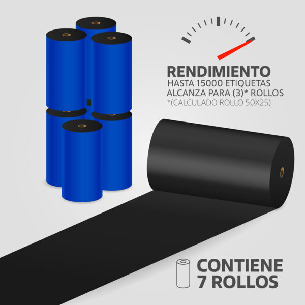 Cinta Ribbon de Resina 110mm x 300m para Transferencia Térmica, (7 unidades) - Imagen 2