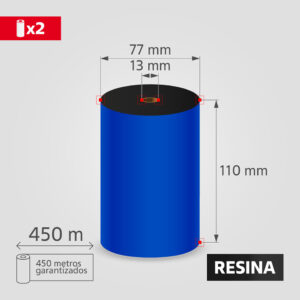 Cinta Ribbon de Resina 110mm x 450m para Transferencia Térmica, (2 unidades)