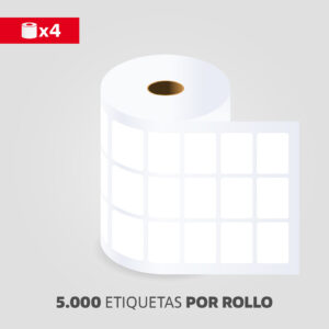 Etiquetas Transferencia Térmica Blancas 32x25mm, Core 1", Rollo de Etiquetas Térmicas, (Caja de 4 Rollos)