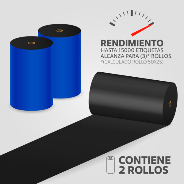 Cinta Ribbon Cera 110mm x 450m para Transferencia Térmica, (2 unidades) - Imagen 2