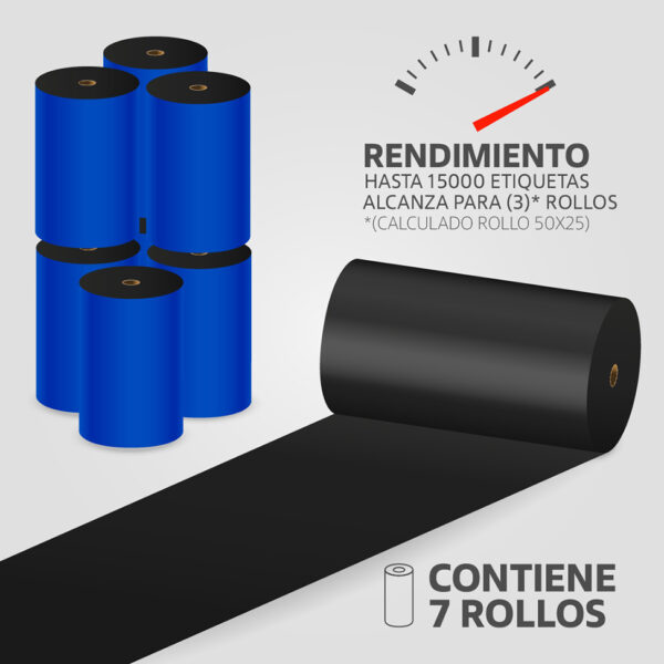 Cinta Ribbon Cera 110mm x 450m para Transferencia Térmica, (7 unidades) - Imagen 2